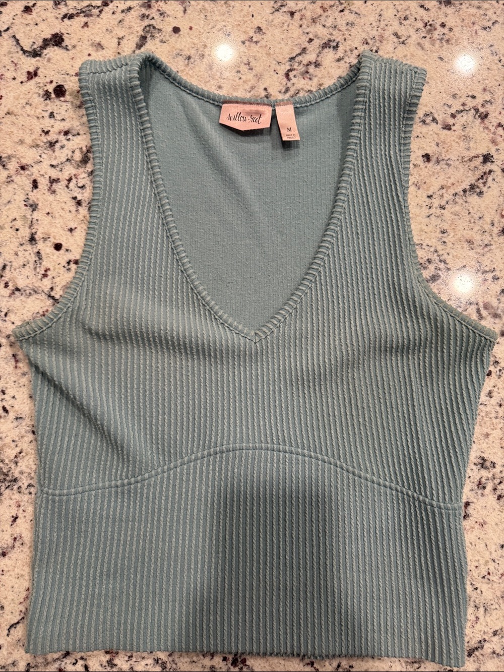 Willow Ribbed V-Neck Tank Top in Sage Green